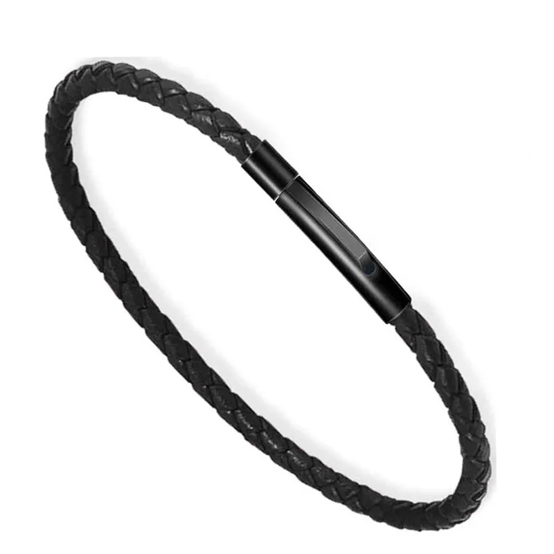 Bracciale in pelle intrecciata fai da te da 2mm 3mm adatto per braccialetti con fune metallica in acciaio inossidabile con fascino originale che