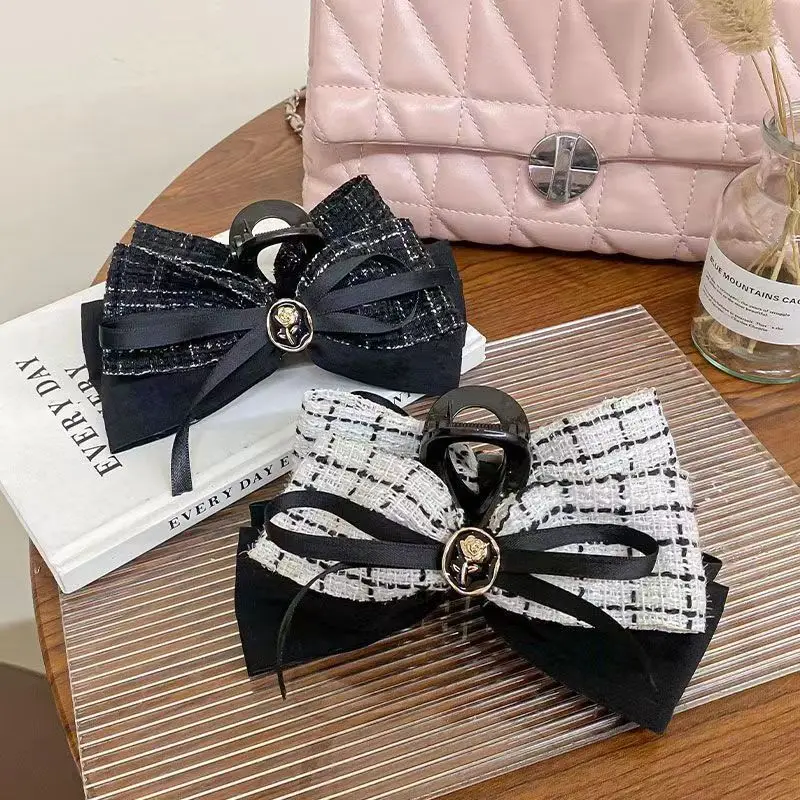 High-end Fabric Bow Hair Claw Clip Temperament Flower Hairpins Elegant Headpiece Headwear Girls Hair Accessories for Women