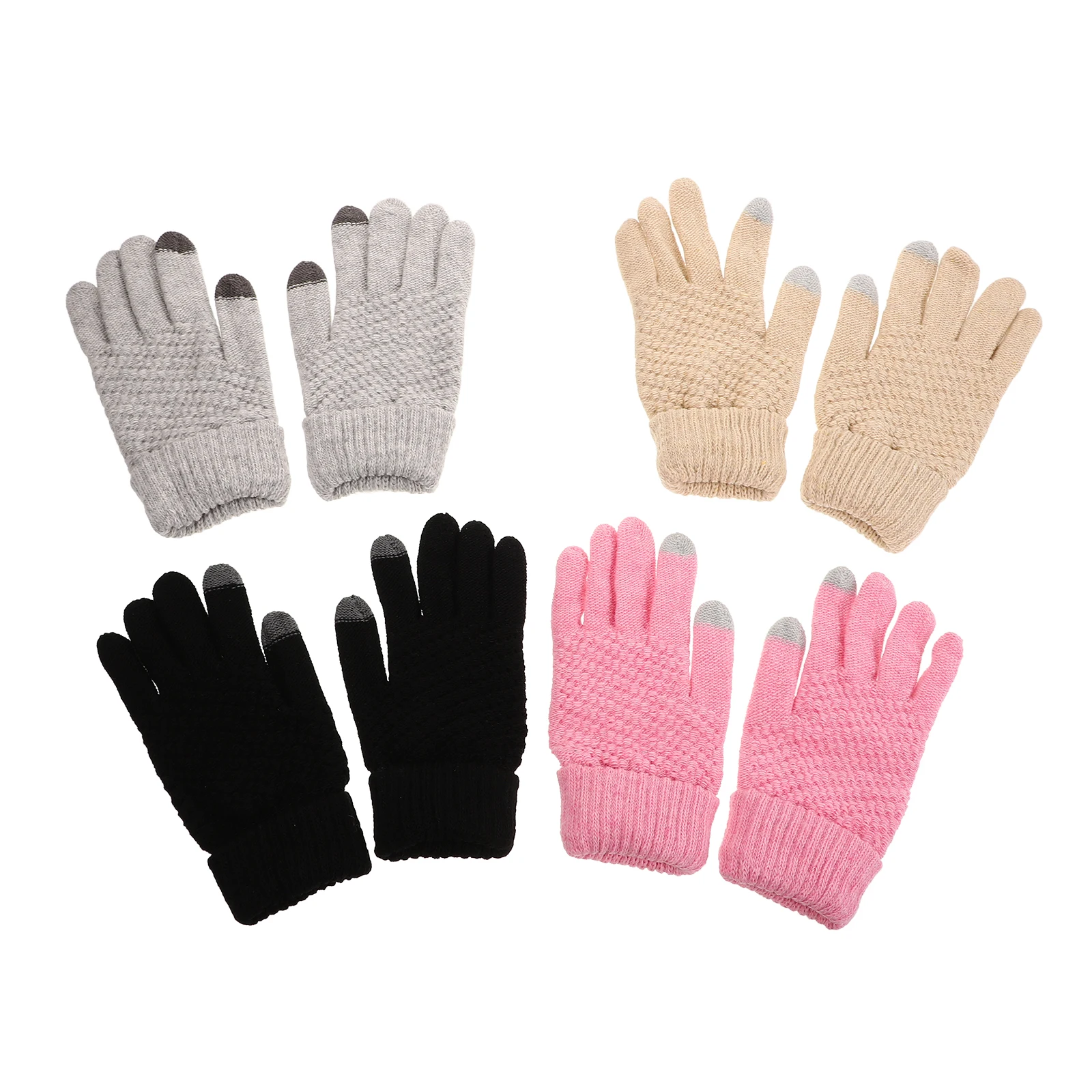 

4pcs Touch Screen Gloves Warm Winter Cycling Riding Cold Weather Thickened Finger Separated Gloves Men Women Couple