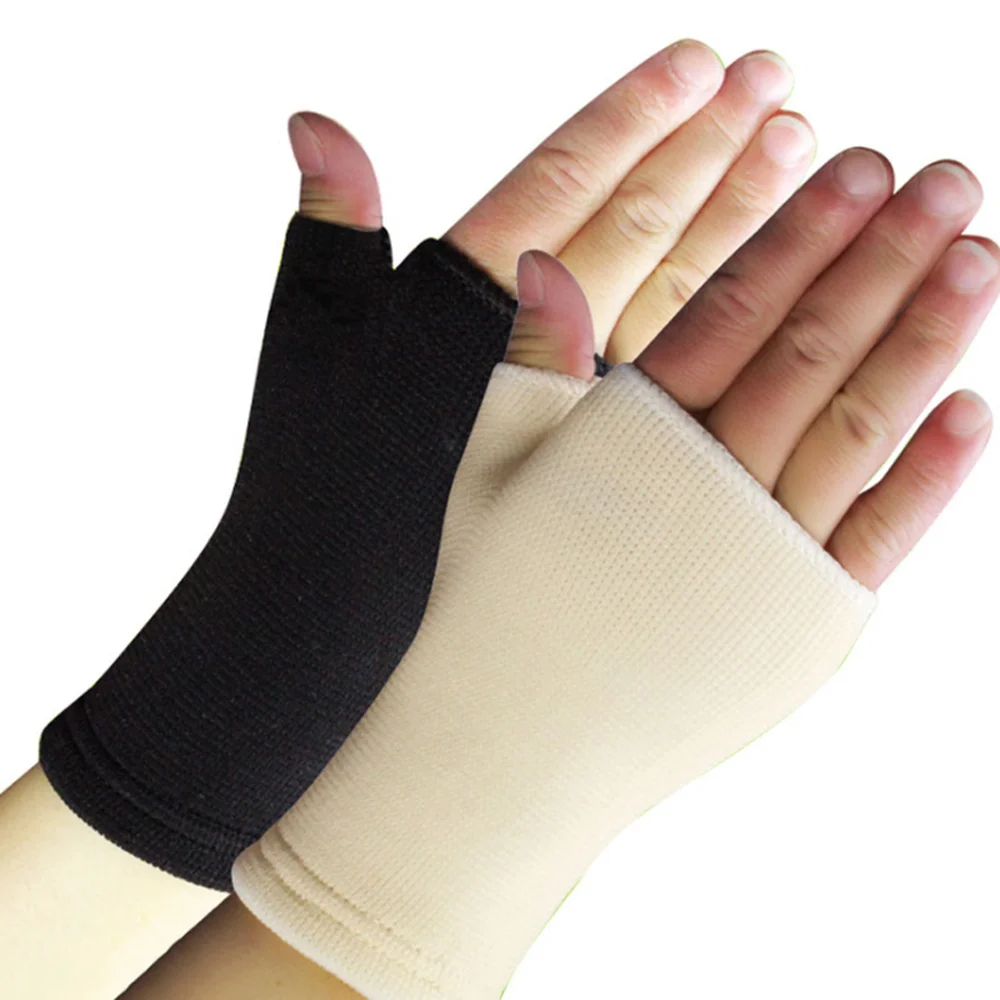 Office Student Ventilate Latex Arthritis Brace Support Palm Hand Writting Mitten Fingerless Gloves Elastic Wrist Guard Gloves