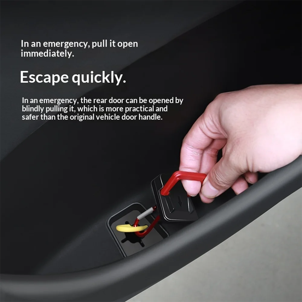 For Tesla Model Y Juniper 2025 Car Door Side Storage Tray TPE Organizer Box With Emergency Pull Handle Auto Interior Accessories