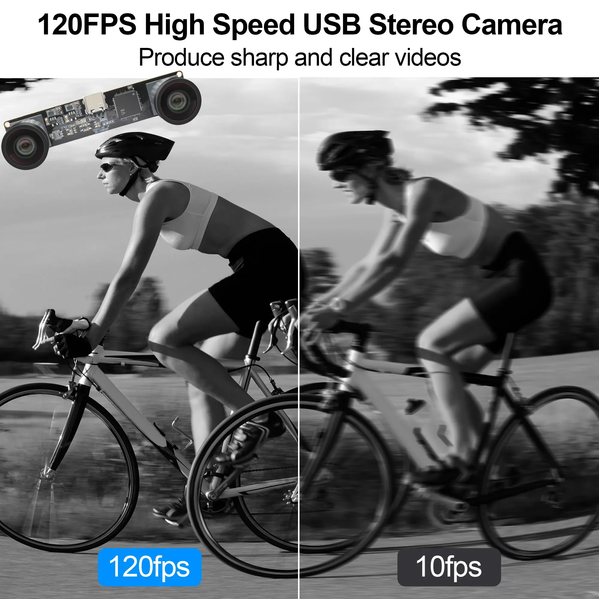 2026 New 210fps 120fps Global Shutter 3D Stereo Camera Monochrome 2560x800 High Speed Full HD 2MP Webcam Synchronous Dual Lens U