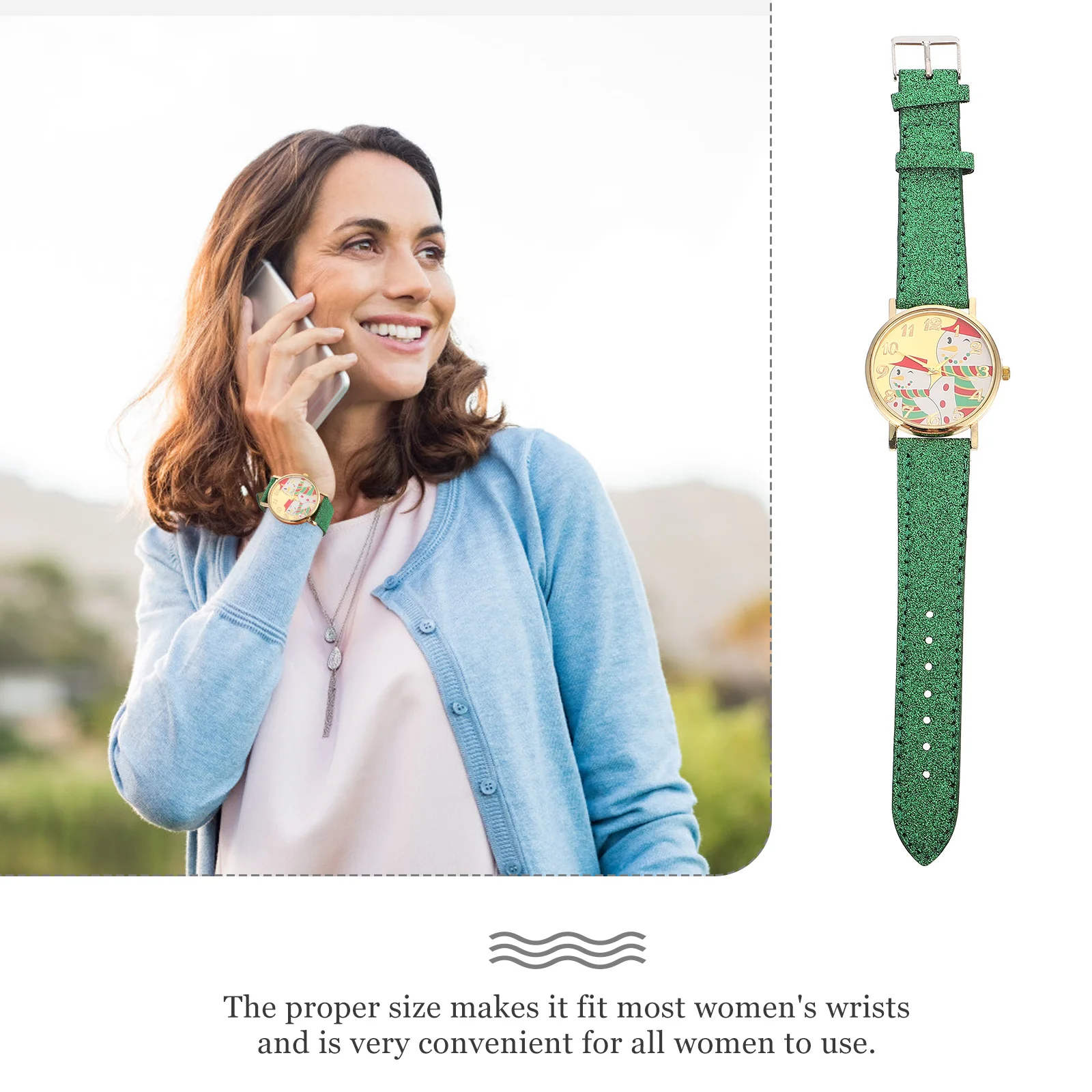 1 قطعة ساعة عيد الميلاد ثلج نمط الألوان الزاهية اتقان غرامة دائم طويلة الأمد توقيت دقيق #2