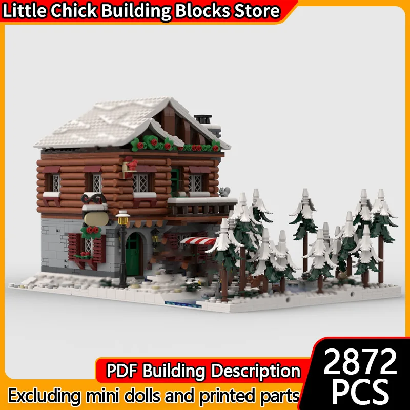 

City Street View Model MOC Building Bricks Winter Bed and Breakfast Modular Technology Children Holiday Gifts Assemble Toys Suit