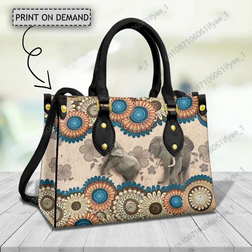 Mandala Elephant Women's Handbag High Quality Elegant Party Shoulder Bags Tribal Bohemian Printing Female Ladies Hand Strap Tote