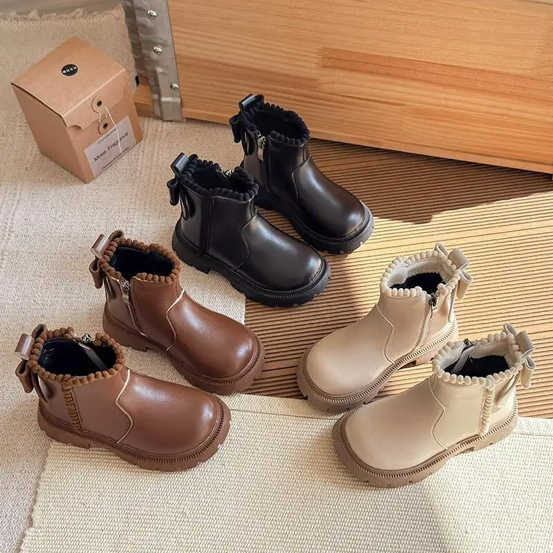 

Kawaii повседневная теплая обувь, модная детская обувь, ботинки для девочек, обувь принцессы, зима 2024, новые модные детские ботинки на мягкой подошве