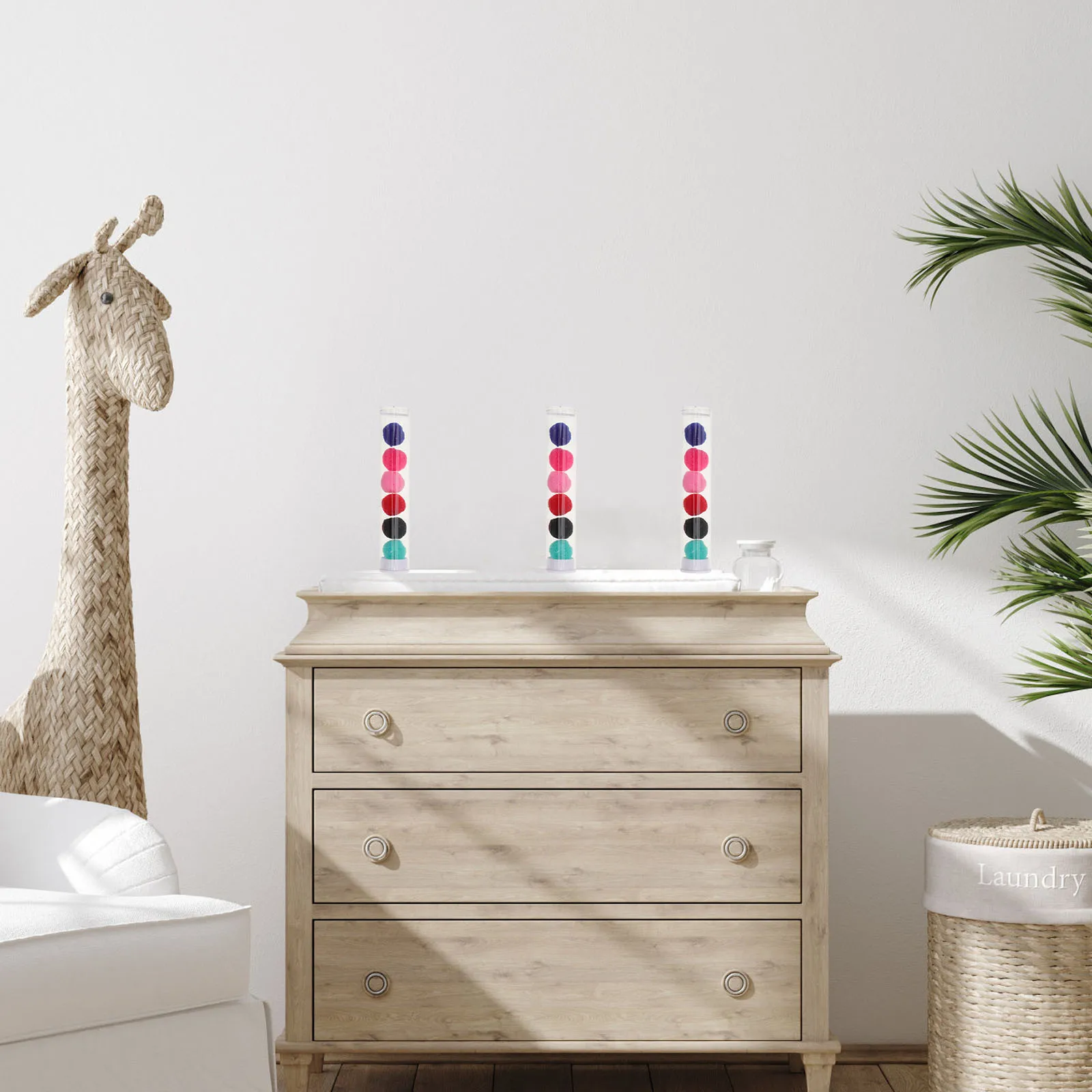 

10 Sets Drinking Water Recorder Tub Decorative Pompom Layout Prop Stone