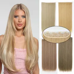 MERISIHAIR-extensiones de cabello sintético para mujer, postizo largo y liso con Clips, pieza de cabello sintético