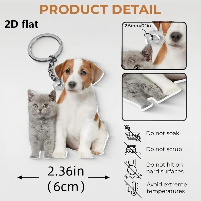 Personalized Custom Acrylic Key Chain Upload Portrait Pet Family Image DIY Custom Text Name Keyring Backpack Charms Creative Sou view 4