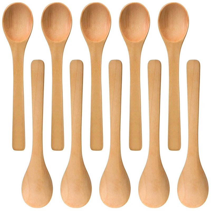 

AB89-30 Pieces Mini Wooden Spoon Small Soup Spoons Serving Spoons Condiments Spoons Wooden Honey Teaspoon Wood brown