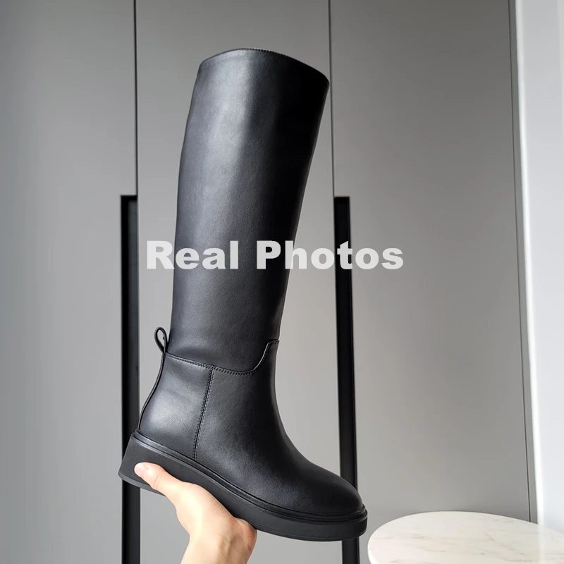 FEDONAS 2025 Fashion New Women Knee High Boots Genuine Leather High Heeled Warm Autumn Winter Shoes Woman High Motorcycle Boots