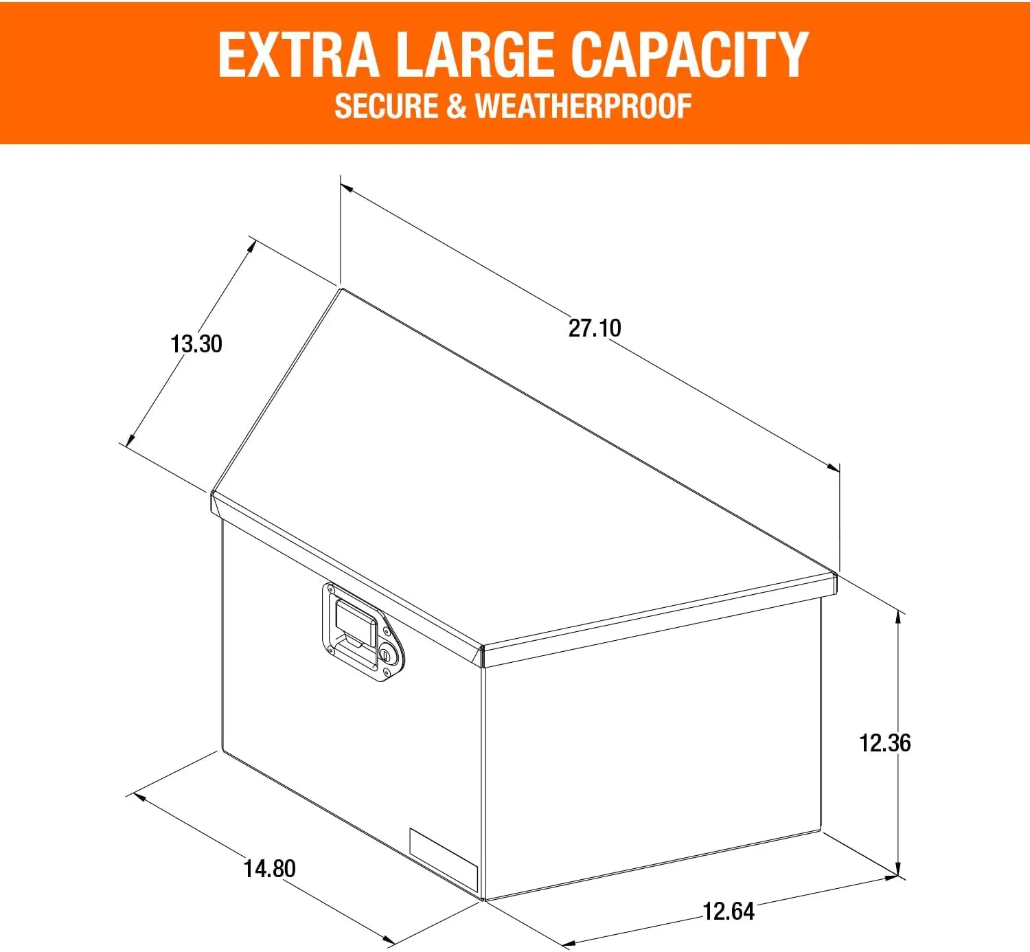 Buyers Products 1701281 Steel Trailer Tongue Box, 12.3 X 12.6 X 27.1 Inch, Gloss Black, Made In The Usa, Trailer Tongue Tool