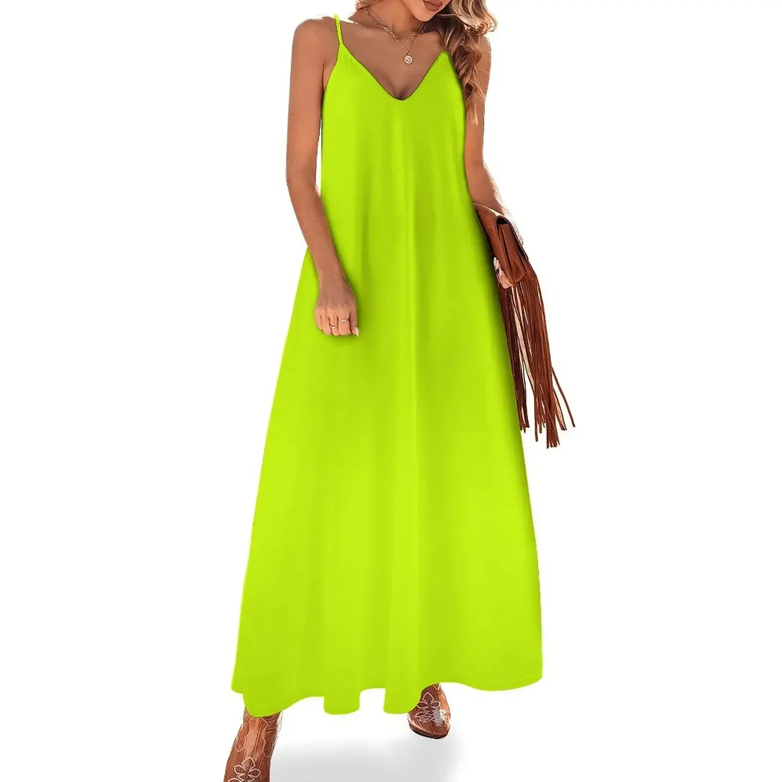 

Bright green lime neon color Sleeveless Dress women's clothing summer 2025 novelties Long veiled dresses Dress