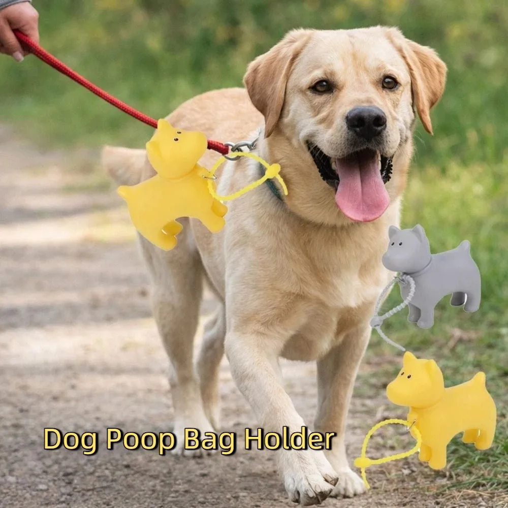 

Hands-Free Dog Shaped Pet Poop Bag Holder Portable Hanging Pet Garbage Bag Dispenser with Clip Dog Training Bag Outdoor Walking