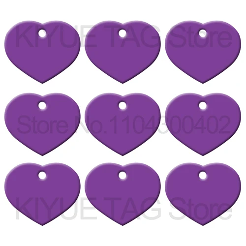 KIYUE Großhandel 100 Stück Herz-Aluminium-Hunde-ID-Tag, Haustiermarke, Erkennungsmarken, individuell gravierte, personalisierte Namensschild, personalisierter Halsband-Anhänger 9