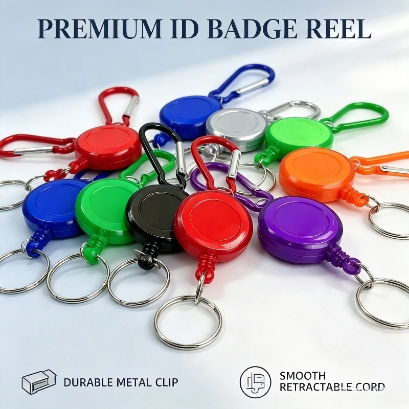 1Pc Retractable Badge Reel Easy To Pull Keychain for Working Permit ID Pass Work Card Holder Accessories Clip Fishing Keychain