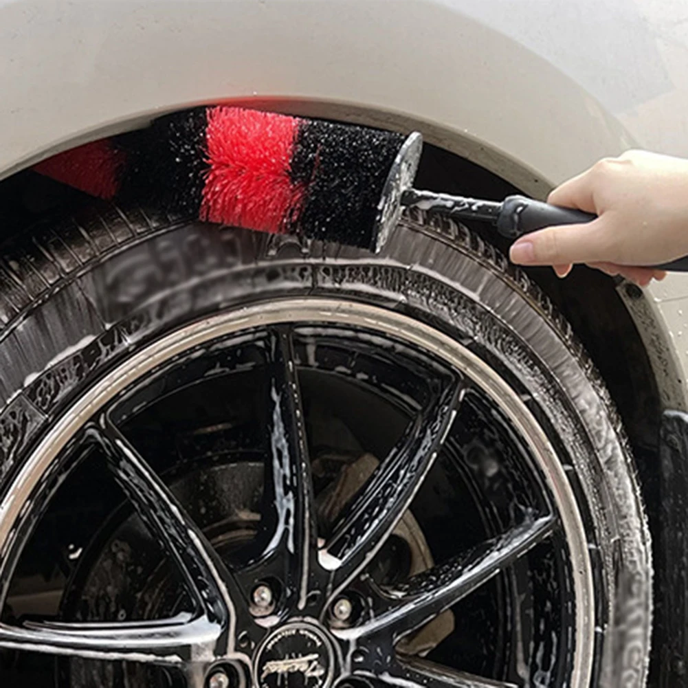 Car Tire Cleaning Brush Wheel Rim Cleaning Brush Two-color Red And Black Elastic Silk Car Wash Brush Cleaning Supplies