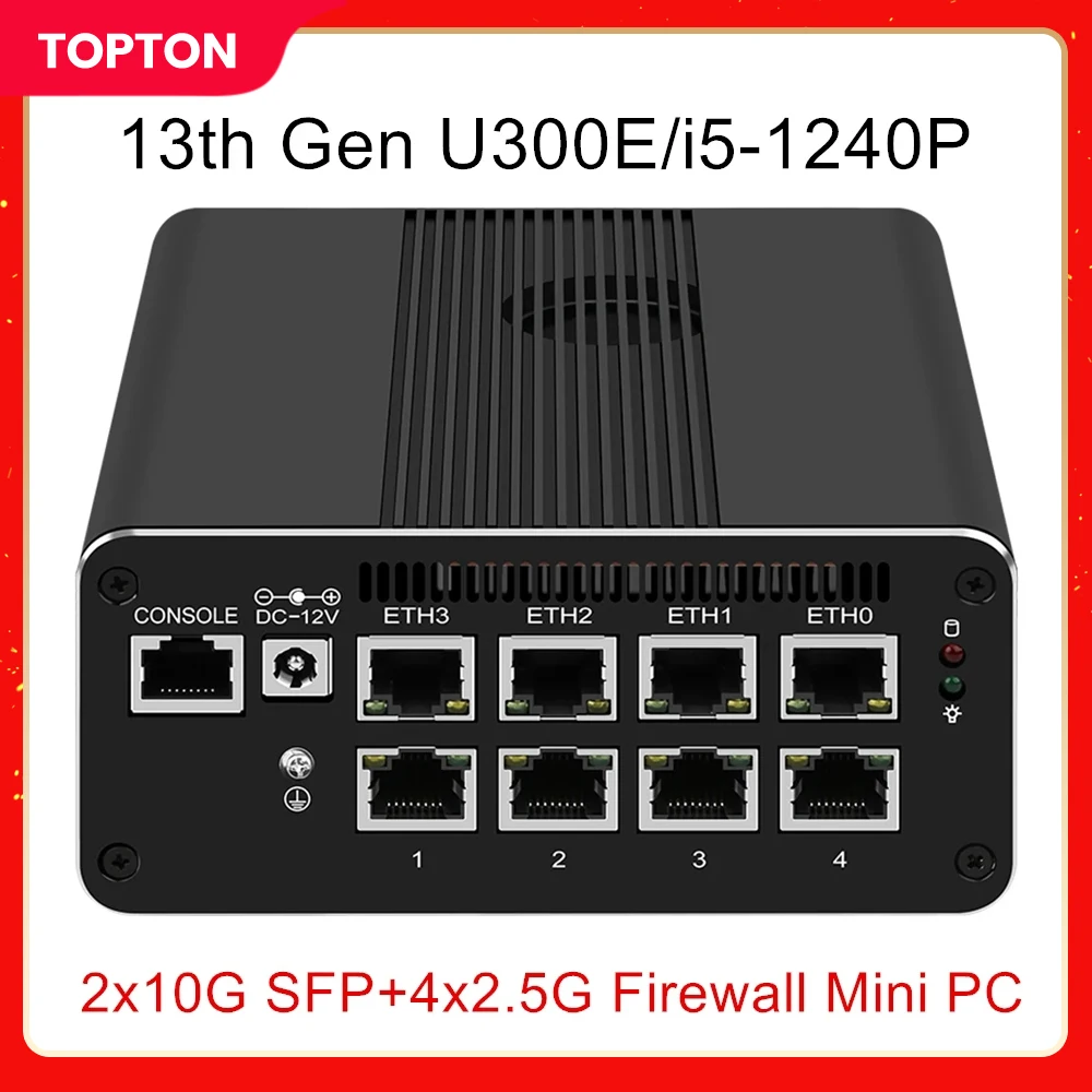 

13th Gen Soft Router 2*10G SFP 4xIntel i226-V U300E 8505 i5-1240P 2*DDR5 NVMe 2*SATA Firewall Appliance Mini PC Proxmox Host