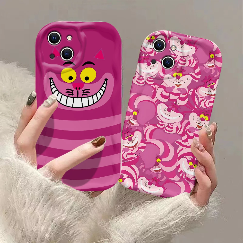 Cute Alice Cheshire Cat 3D Wave Case For Xiaomi Mi 14 12 12T 11 Lite Poco M6 X6 X5 X4 F4 X3 M3 Pro 4G 5G Soft Silicone Cover