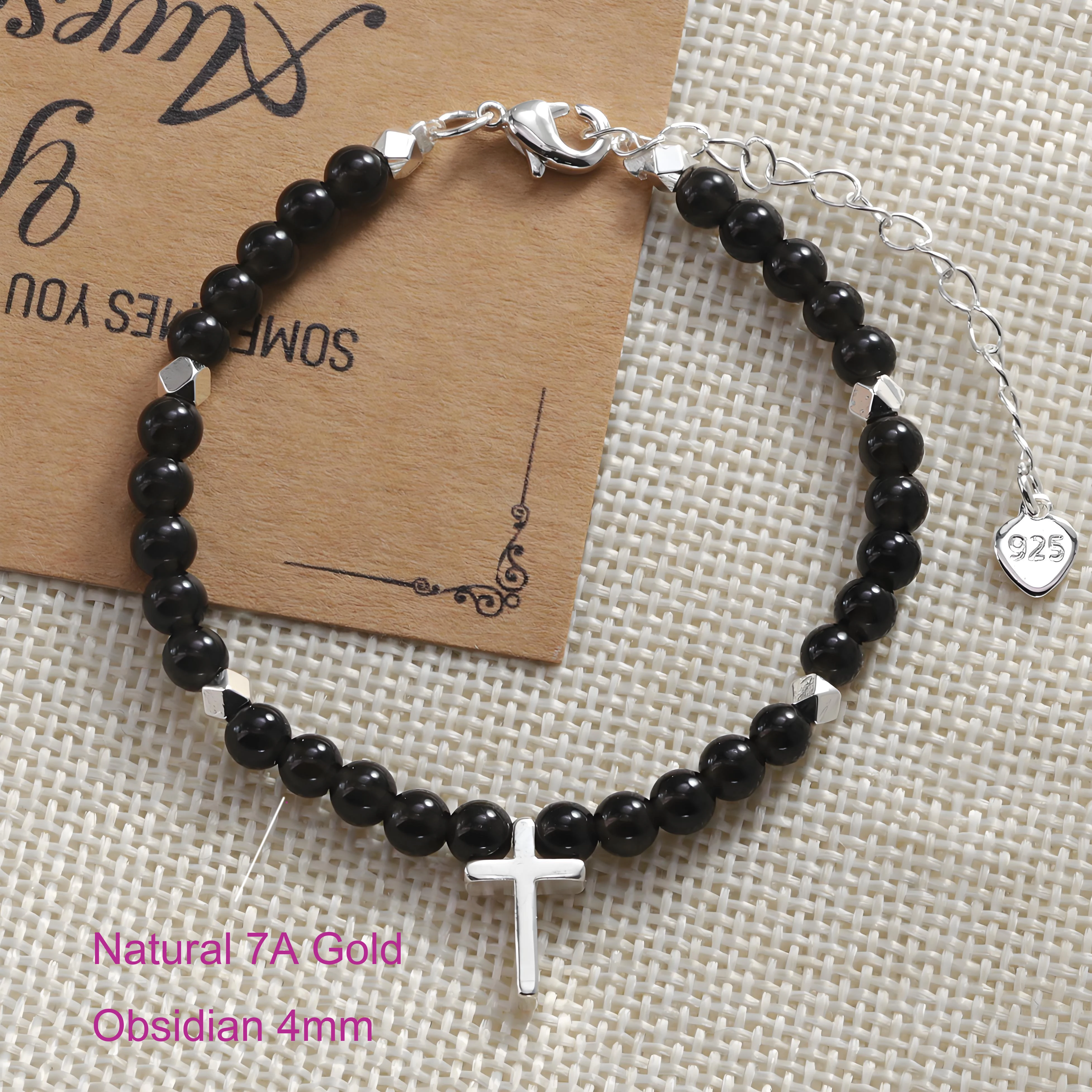 Sam Panda 925 Sterling Silver Amethyst Beads Bracelet For Women Natural Agate Turquoise Jade Cross Jewelry Gift Dropship