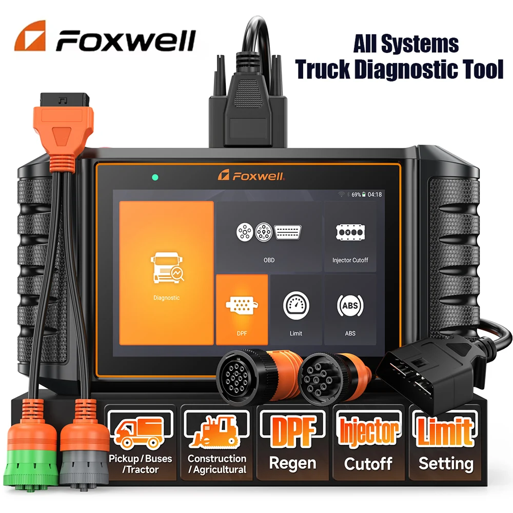 

FOXWELL HD500 Heavy Duty Truck Diagnostic Tool ABS D.PF Regen Injector Cutoff Limit Setting All System Diesel Truck Scanner