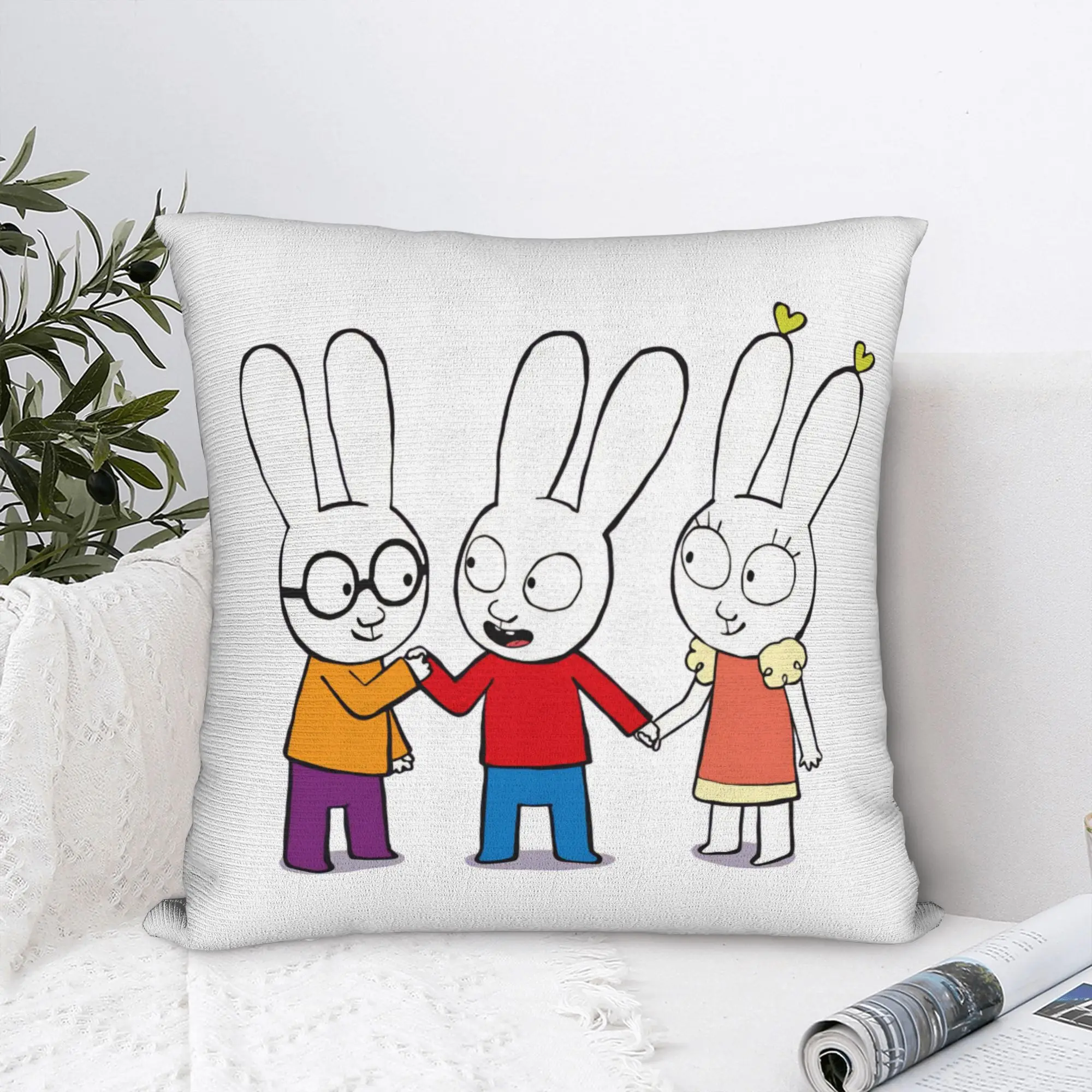 Simons Super Rabbit and Friends Pillowcase Polyester Cushion Cover Decor  Throw Pillow Case Cover Home Square 40*40cm