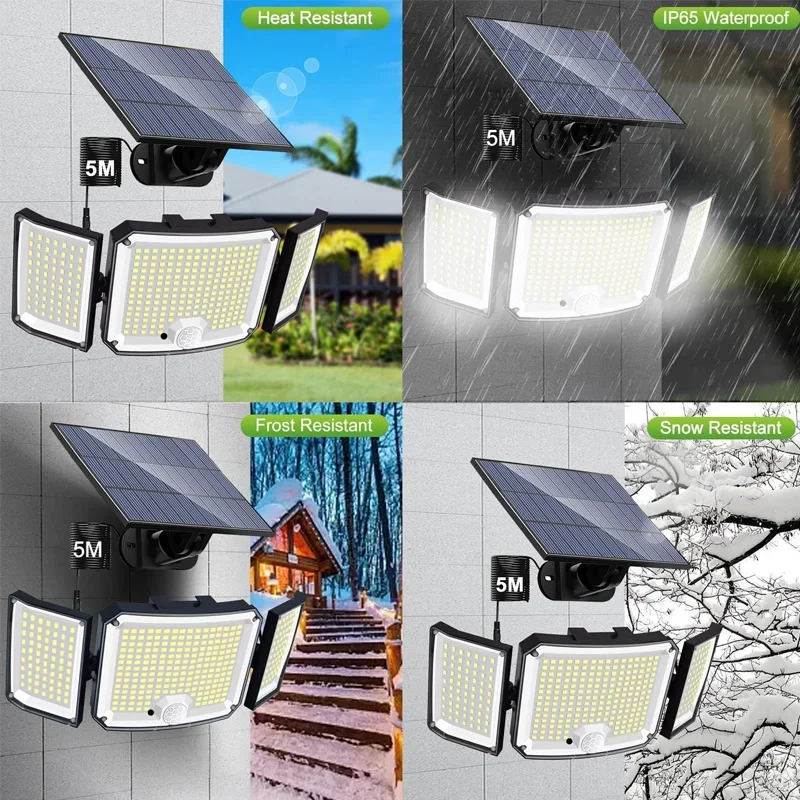 Solar Light for Outdoor, 346 LED Solar Light Outdoor with Motion Sensor, IP65 Waterproof ,Wide Angle Solar Wall Light for Garden