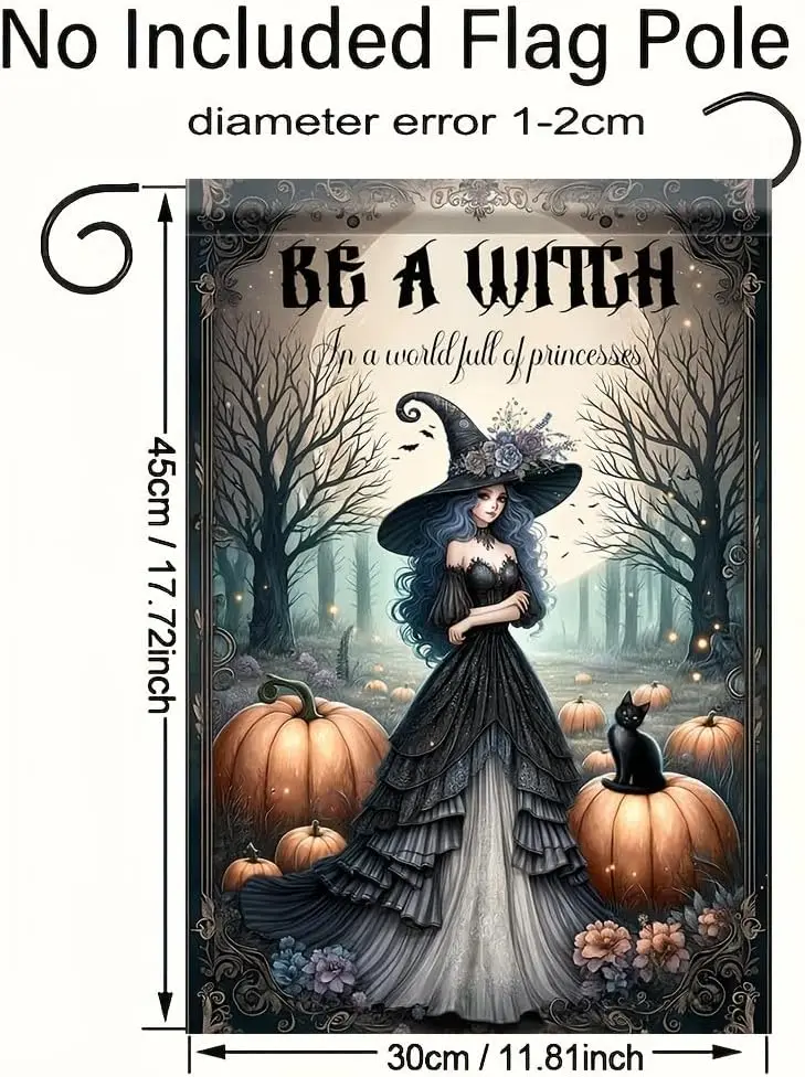 Halloween Garden Flag Witch Pumpkin Cat 12x18 Inch Double Sided Outdoor Yard Banner for Trick or Treat Haunted House Spooky  GGX