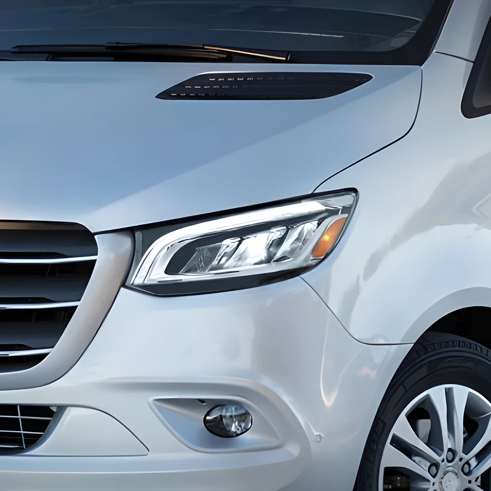 

Автомобильные передние фонари для Benz Sprinter 2018-2023 W907, обновленная автоматическая фара в сборе, высокая конфигурация, светодиодные линзы проектора, аксессуары