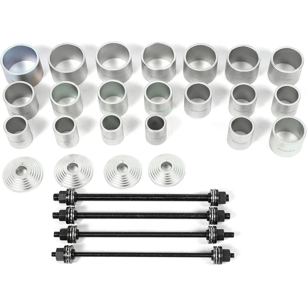 28 قطعة الصحافة سحب كم عدة السيارات جلبة إزالة تثبيت أداة تحمل مجتذب مجموعة المسمار نوع المحور الخلفي الحديد كم أداة إزالة الصواميل