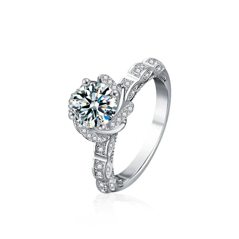 Moissanite PT950 Ring Premium 18K Gold Crown Princess Ring 1 Carat Diamond Ring Mozambican Diamond