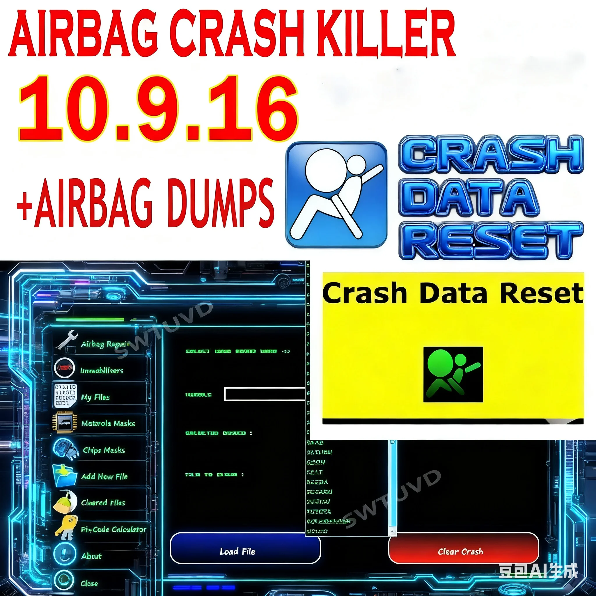 2025 AIRBAG CRASH KILLER 10.9.16 Crash Data ECU Clear Dumps Service Tool Airbag Programs حذف إصلاح تحطم وإعادة ضبط البيانات