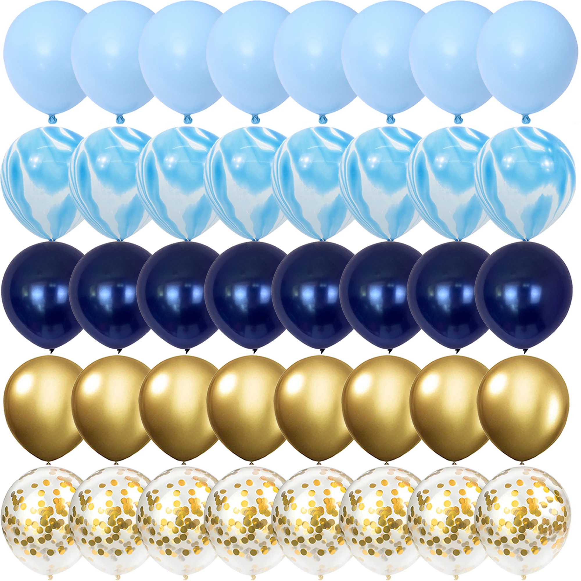 40PCS Blue Agate Night Blue Gold Balloons Gender Reveal Wedding Valentine's Day Baby Shower Birthday Globos Party Decorations