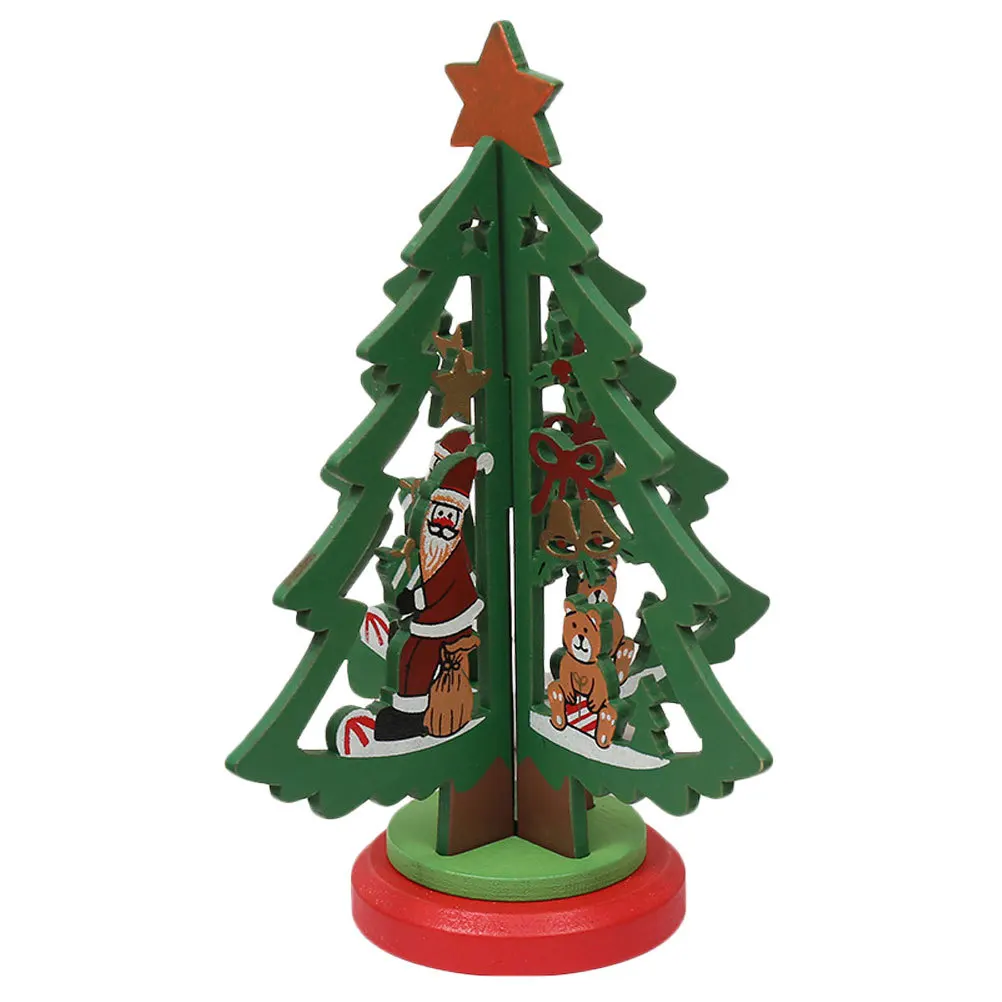 

1Pcs Wooden Christmas Tree DIY Mini Xmas Tree Decor for Desktop Cabinet Closet Holiday Display Craft Ornament Festive Home
