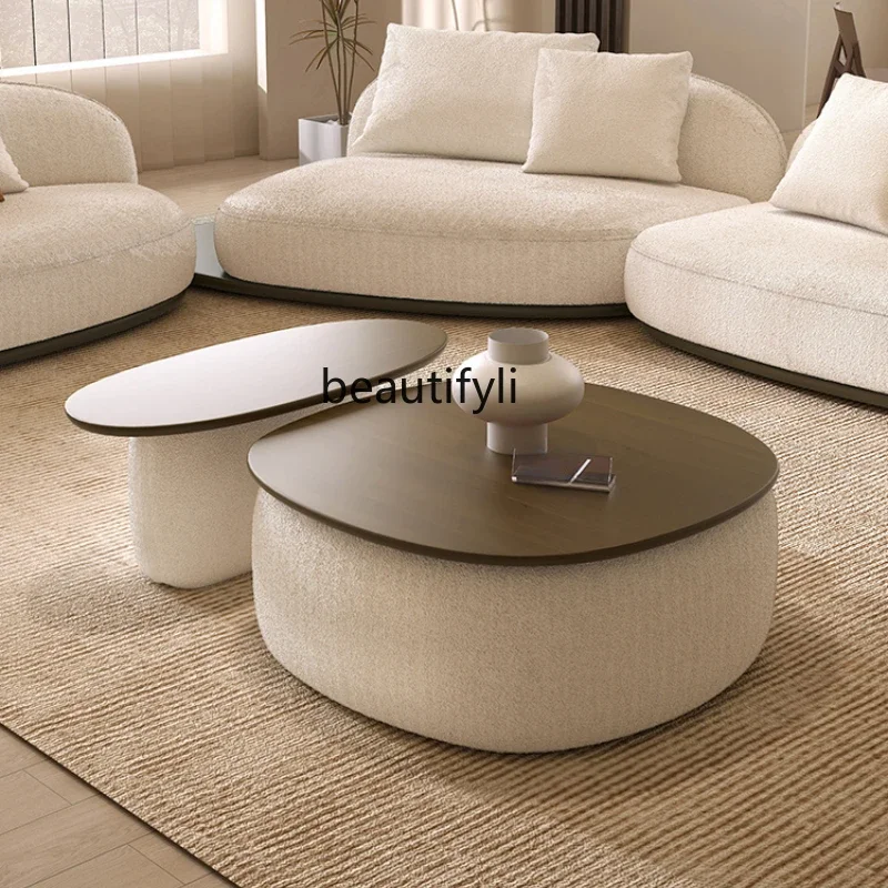 

Creative size coffee table combination simple modern living room storage round coffee table walnut