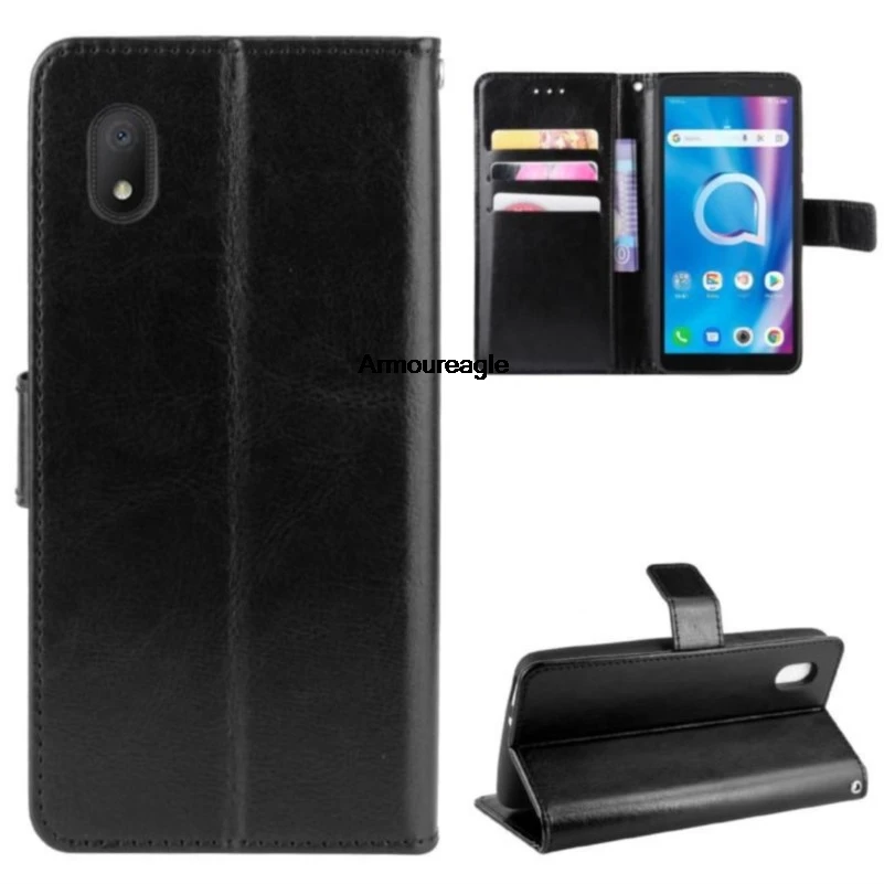 Para Alcatel 1B 2020 funda con tapa de lujo de cuero PU funda de teléfono protector negro para Alcatel 1B 2020 5002A 5002D 5002F 5002I funda