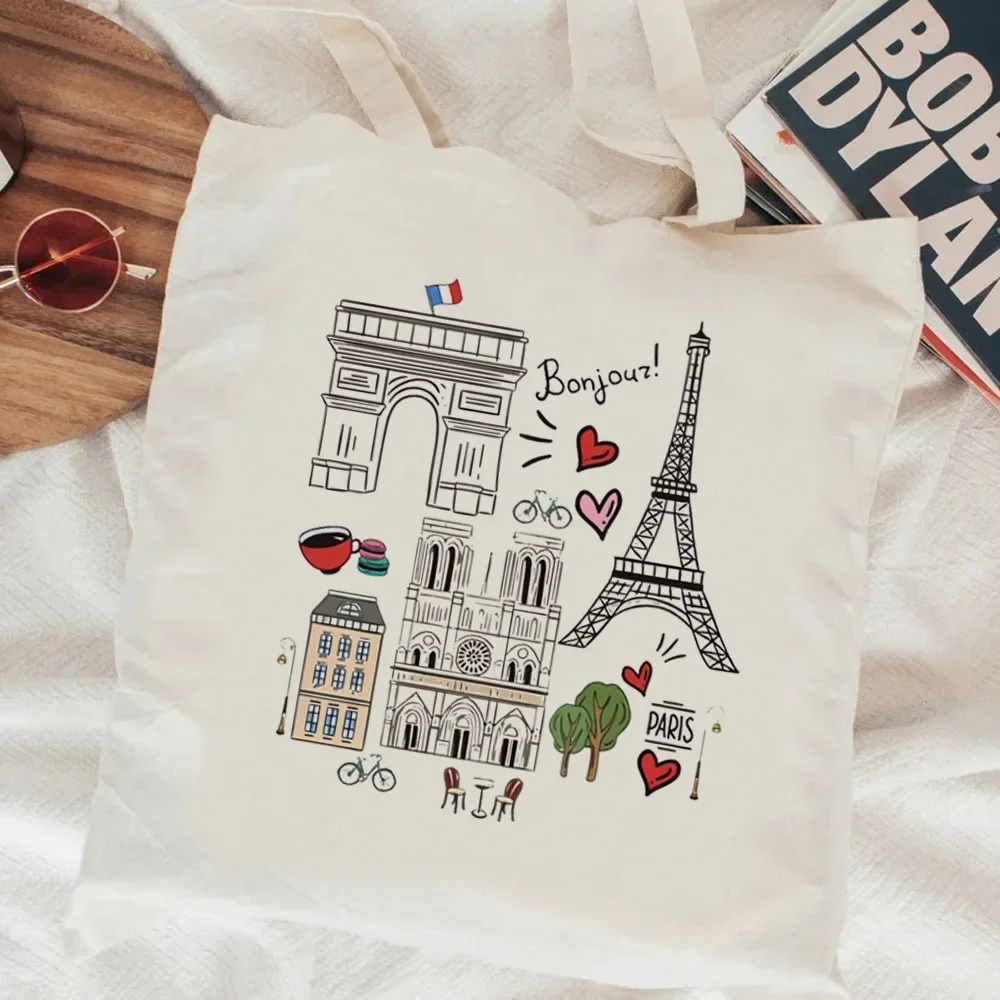 Paris Shopping Bag Shopper Grocery Recycle Bag Bolsa Tote Shopper Bag Bolsa Compra Boodschappentas Cloth Sac Tissu