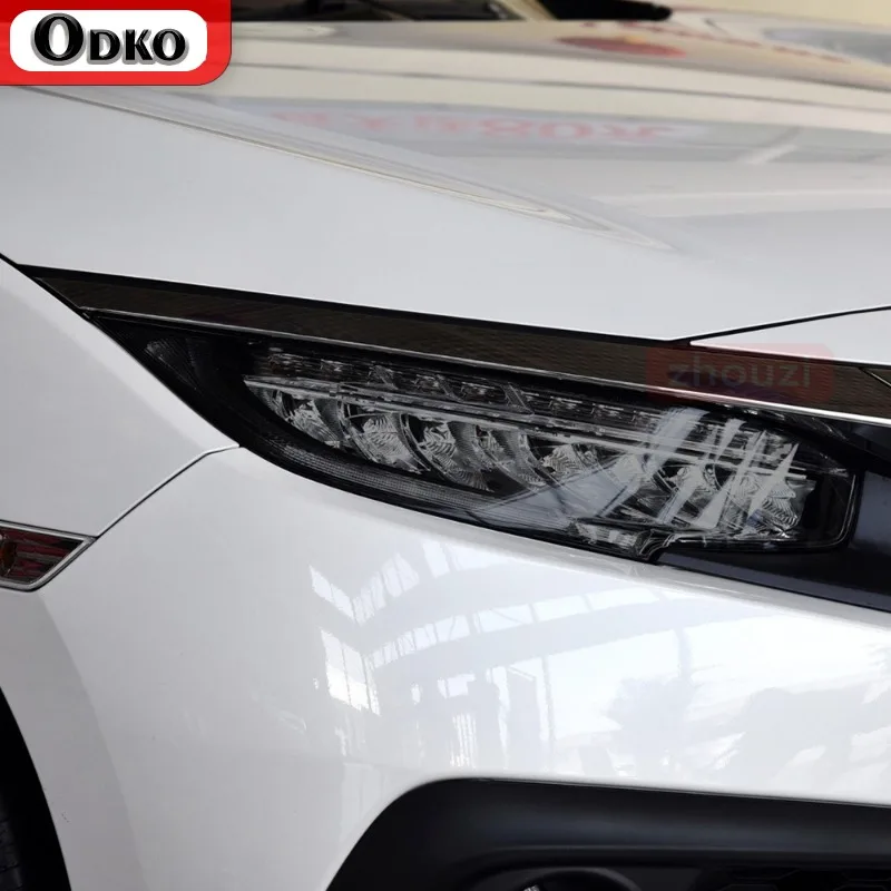 

Для Honda Civic 10-го поколения 2016-2021 автомобильные фары защитная пленка оттенок дымчатый черный прозрачный светильник самовосстанавливающаяся наклейка из ТПУ 2 шт.