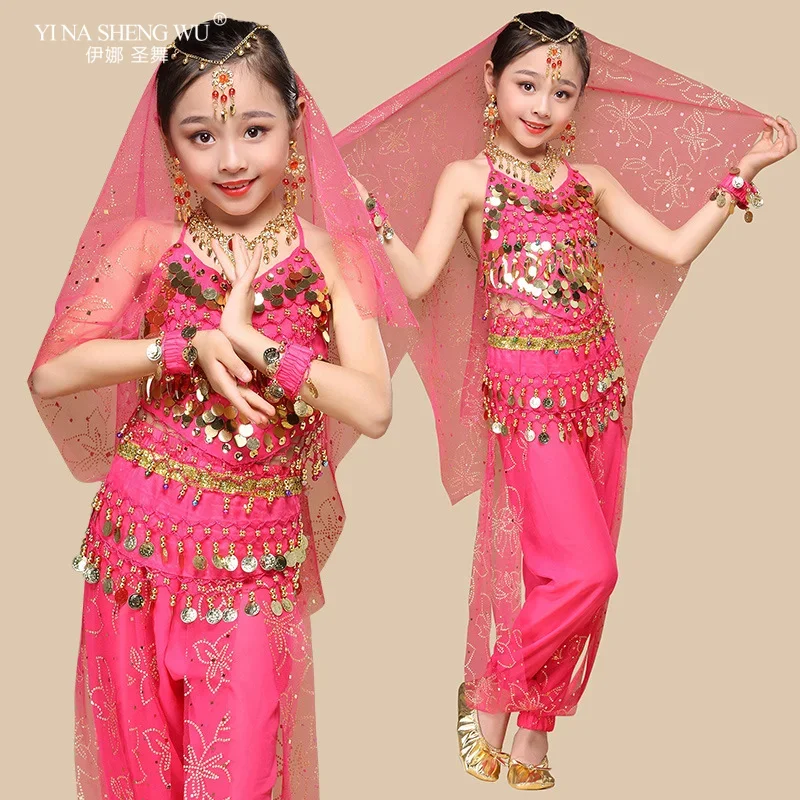 Children's Indian Dance Performance Clothing Ethnic Dance Costumes Girl's Belly Dance Professional Oriental Bollywood Dance Suit
