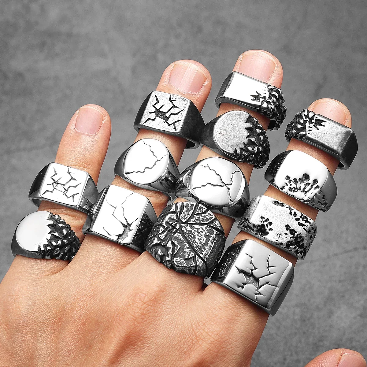 Explode Burst Retro Men Rings Stainless Steel Women Fashion Jewelry Punk Trendy Luxury New In Accessories Gift Wholesale