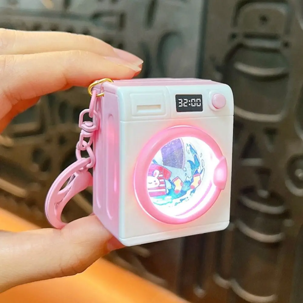 Funny Washing Machine Keychain Sound Decompression Cartoon Bag Pendant ABS And Zinc alloy Auditory LED Light Up Keyring Children