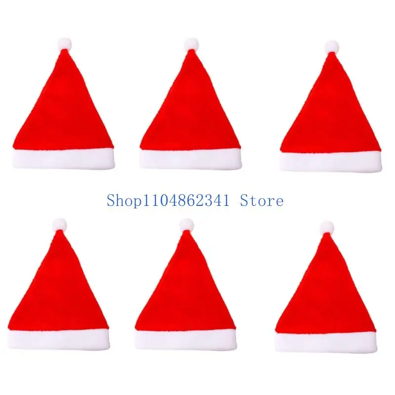5asd Soft Plush Santa Hats Classical Design Christmas Cap For Adult Kids Indoor Outdoor Holiday Party Gathering Headpiece