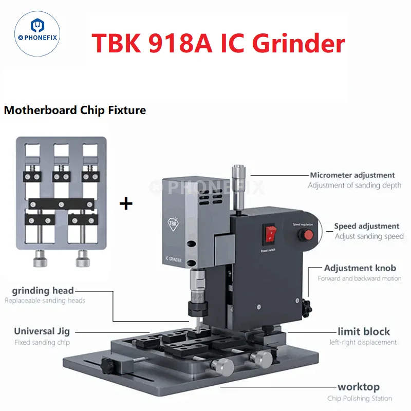 

TBK 918A IC шлифовальная машина для полировки чипов процессора телефона с инструментами для крепления материнской платы для мобильного телефона Touch IC полировка RAM шлифовка