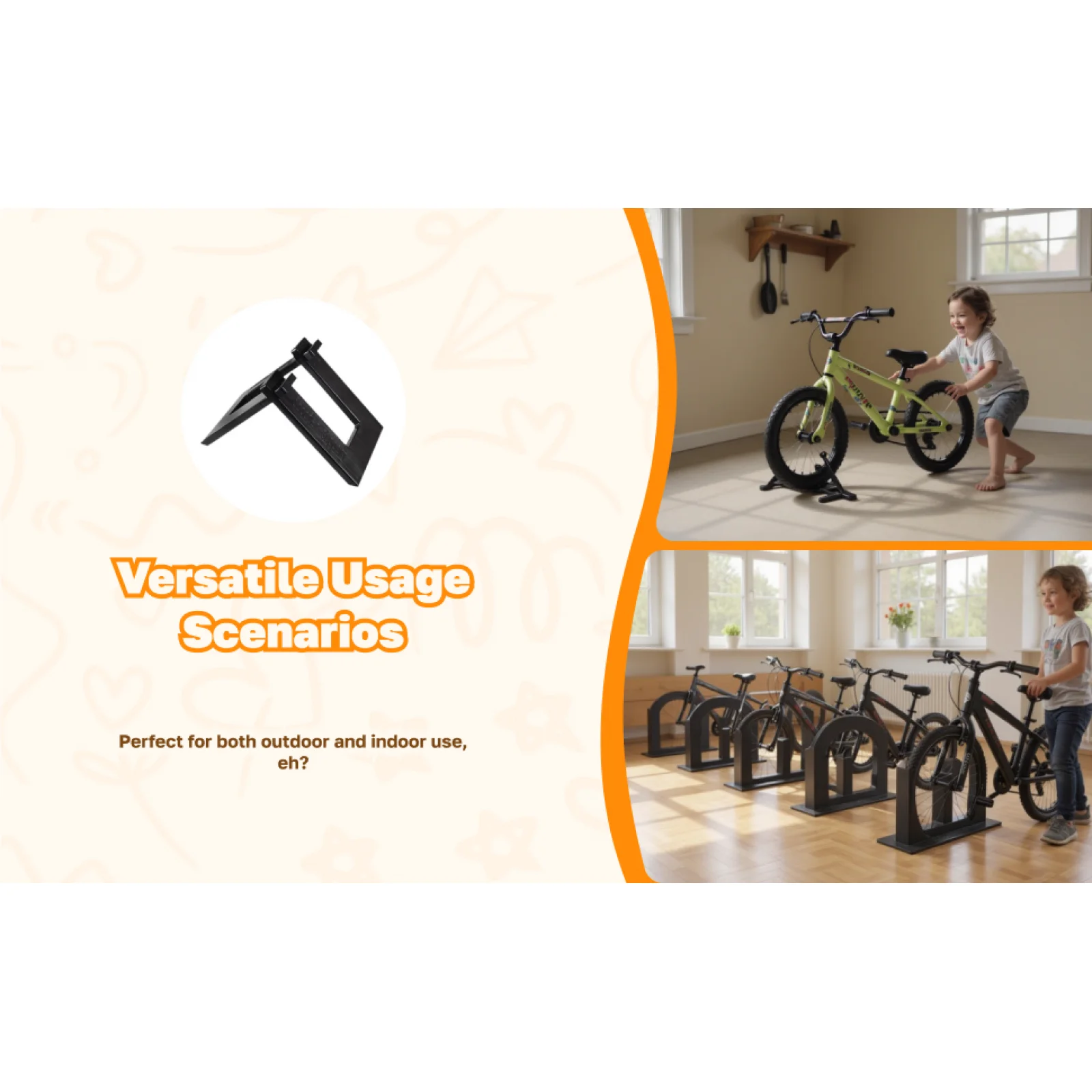 Kids Balance Bike Stand Floor Rack PVC Density Board Bicycle Frame Organizer for Home Garage Office Bikes