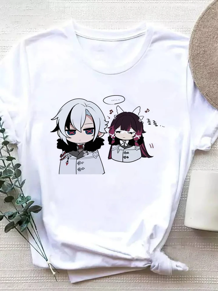 

Новинка 2023, футболки с героями мультфильма «Genshin Impact», Женская Аниме комиксная футболка для девушек с мангой, уличная одежда, забавная Женская одежда с мультяшным принтом в стиле Харадзюку