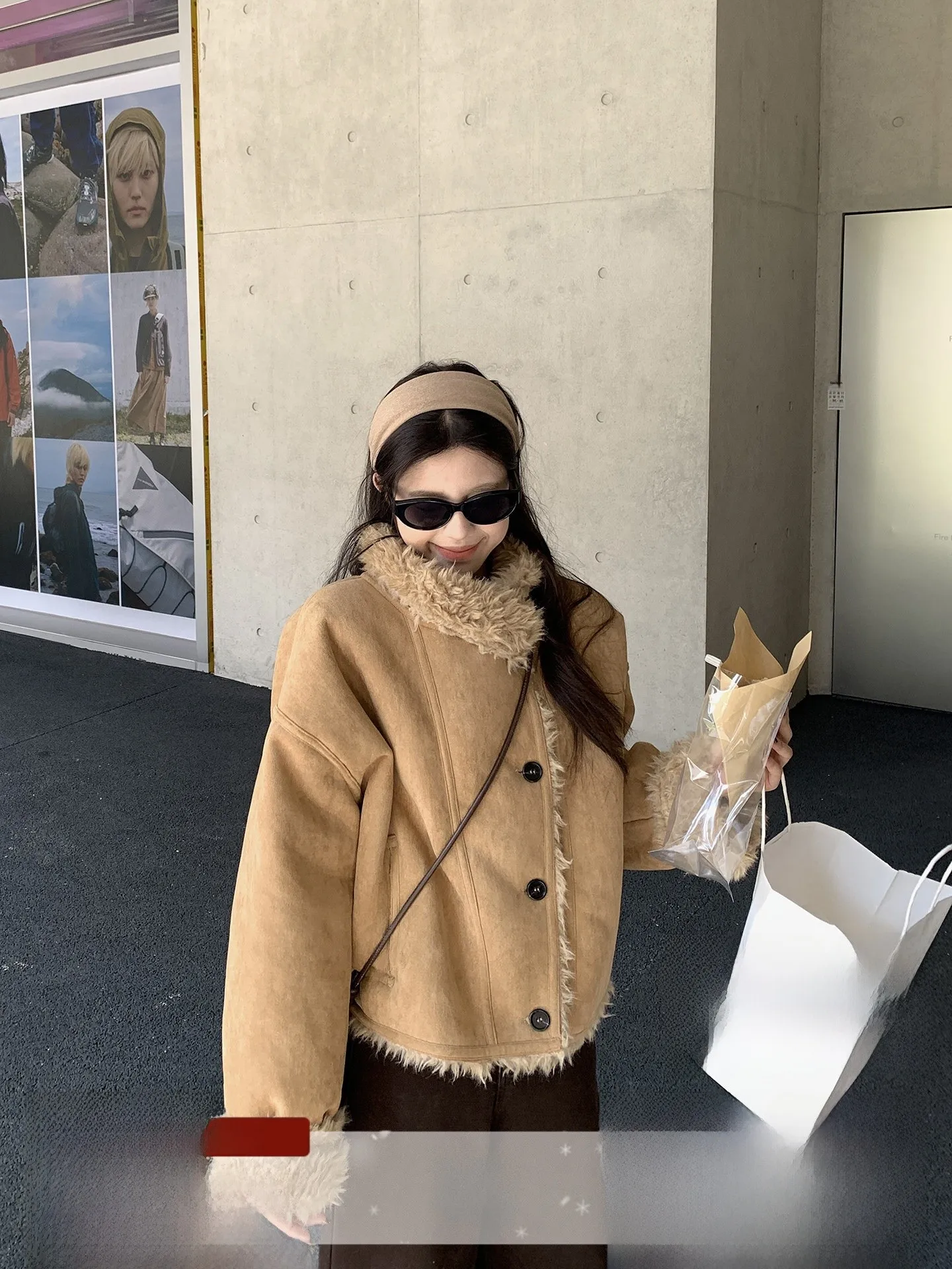 

i Color eepskin Faux Fur Jaet Women's Small Size Suede Inner Fce Thi Warm Top Winter ort Outerwear