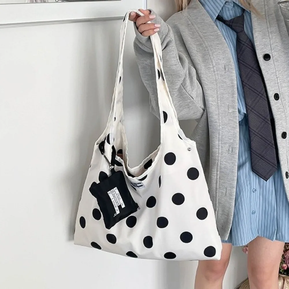 Versatile Polka Dot Crossbody Bag Convenient Large Capacity Double-sided Crossbody Bag Fashion Cool Style Lace-up Shoulder Bag