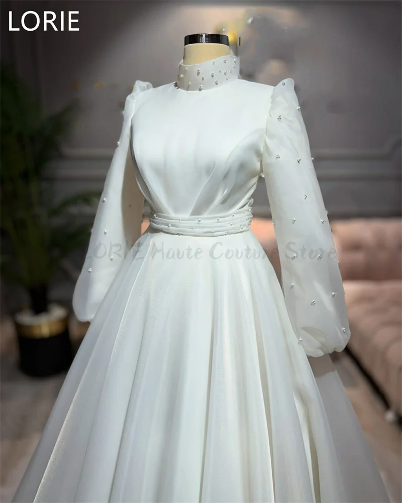 LORIE-vestido de novia elegante de princesa, corte en A, apliques de cuentas, vestidos de novia de Arabia Saudita, vestido de novia modesto personalizado 2025