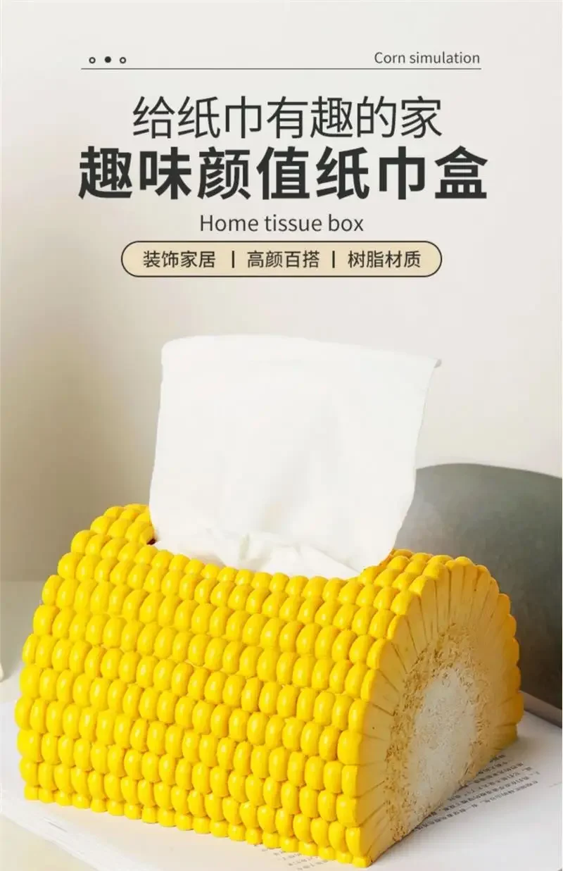 New Chinese Corn Tissue Box Ceramic Paper Box Desktop Ornament Creative Corn Tissue Box