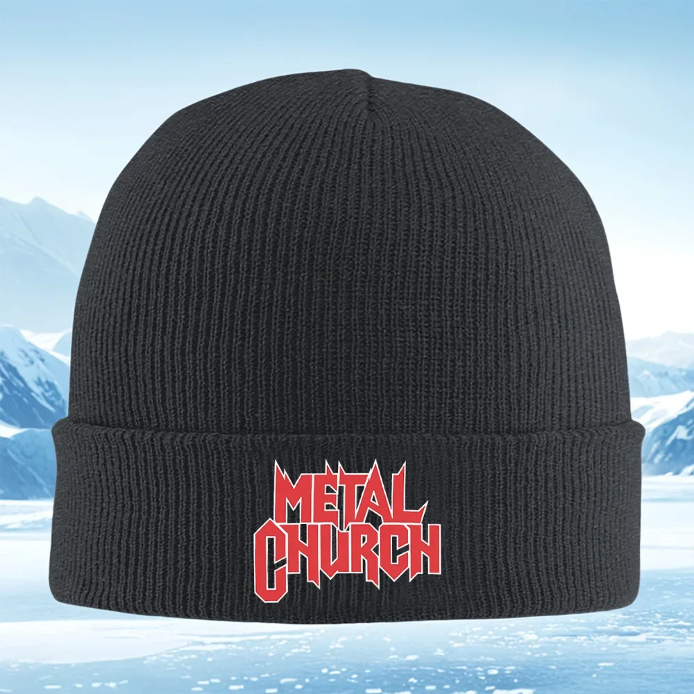 Metal Church - Boné de Malha Unissex com Letras Vermelhas da Banda de Rock - Gorro Térmico Quente de Inverno para Natal e Atividades ao Ar Livre